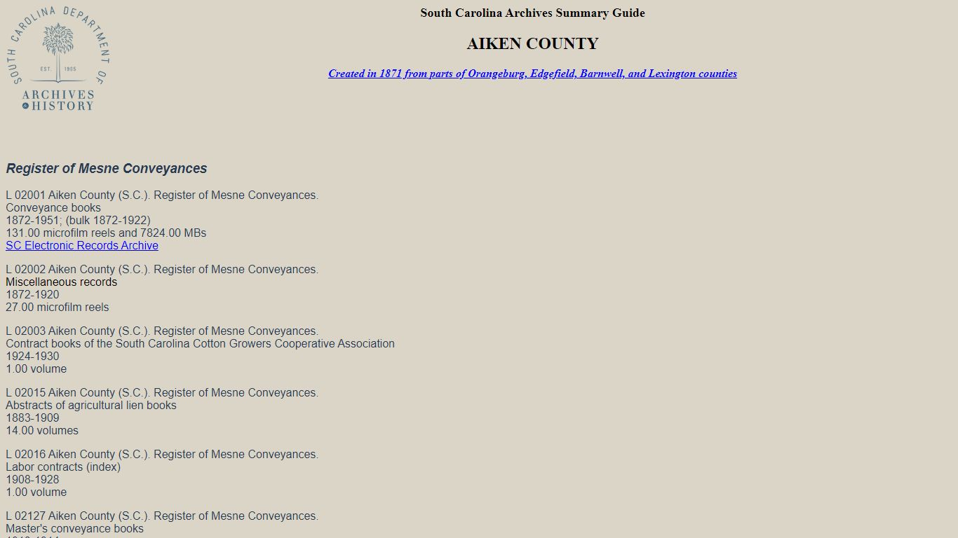 AIKEN COUNTY - South Carolina